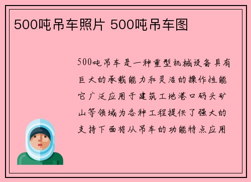500吨吊车照片 500吨吊车图